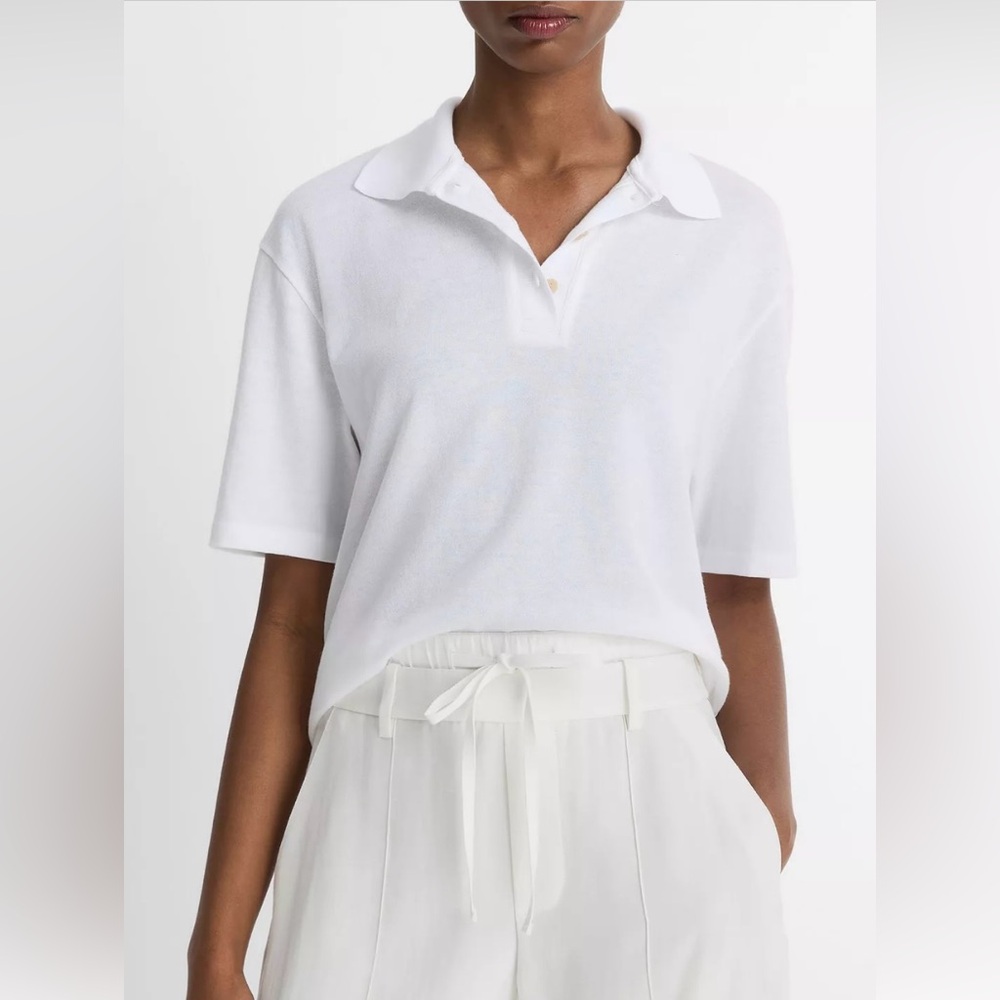Vince Easy Cotton Polo Shirt size Small white